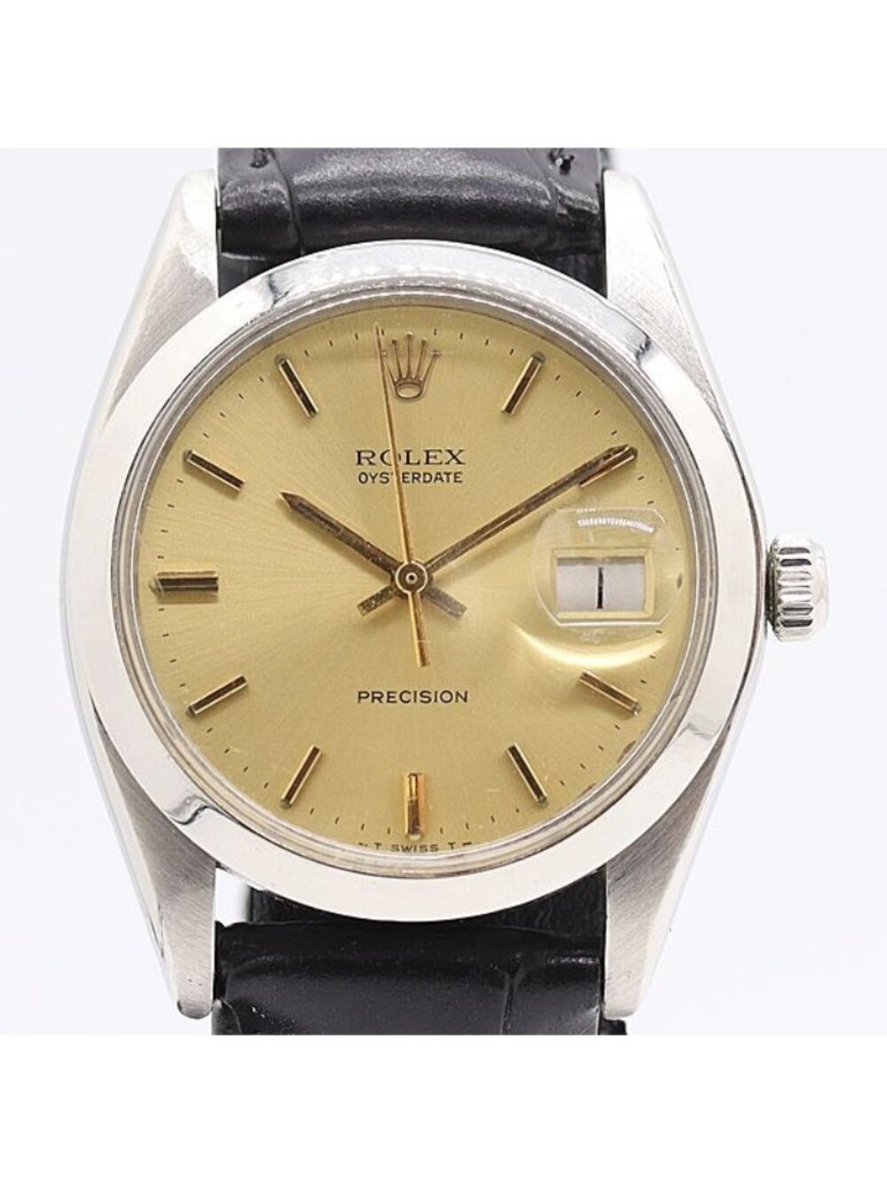 Rolex Oyster Date Precision Manual Wind Gold Dial Watch